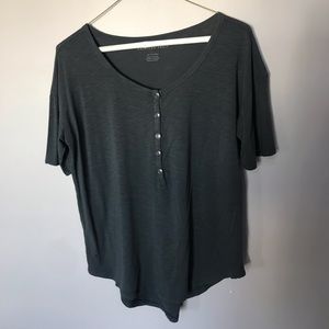 Gray American Eagle Button Tee XS